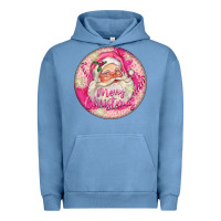 Pigment Pebble Blue Pink Merry Christmas Santa Urban Hoodie - FaDigitalArtStudio
