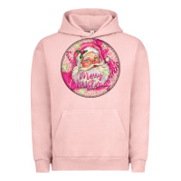Pigment Salmon Pink Merry Christmas Santa Urban Hoodie - FaDigitalArtStudio