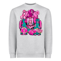 Heather Grey Breast Cancer Gnomies Truck Heavyweight Sweatshirt - BundleAndBundleShop