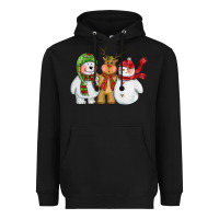 Black christmas polar bear reindeer and snowman Heavyweight Hoodie - CowGirlArtShop