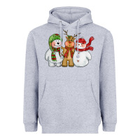 Heather Grey christmas polar bear reindeer and snowman Heavyweight Hoodie - CowGirlArtShop