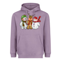 Lavender christmas polar bear reindeer and snowman Heavyweight Hoodie - CowGirlArtShop