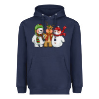 Navy christmas polar bear reindeer and snowman Heavyweight Hoodie - CowGirlArtShop