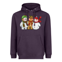 Plum christmas polar bear reindeer and snowman Heavyweight Hoodie - CowGirlArtShop