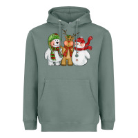Sage christmas polar bear reindeer and snowman Heavyweight Hoodie - CowGirlArtShop