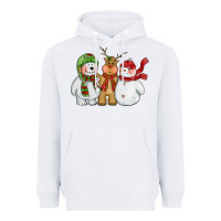 White christmas polar bear reindeer and snowman Heavyweight Hoodie - CowGirlArtShop