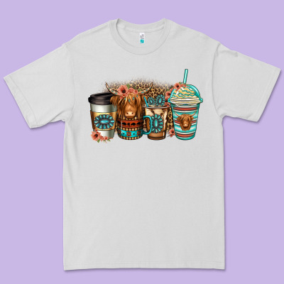 Serape Floral Longhaired Cow Coffee Cups Premium Tee Designed By Jasminsmagicworld