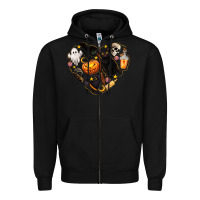 Black Halloween Heart Zipper Hoodie - texasbilliewilder
