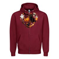 Burgundy Halloween Heart Zipper Hoodie - texasbilliewilder