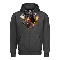 Charcoal Heather Halloween Heart Zipper Hoodie - texasbilliewilder