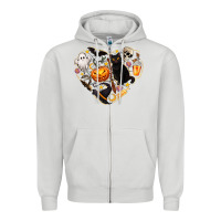 Dove Grey Halloween Heart Zipper Hoodie - texasbilliewilder