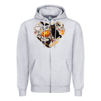 Heather Grey Halloween Heart Zipper Hoodie - texasbilliewilder