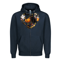 Navy Halloween Heart Zipper Hoodie - texasbilliewilder