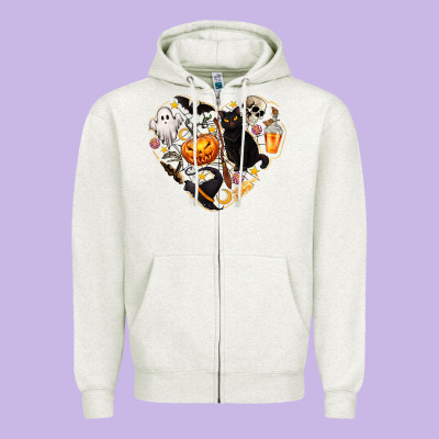 Halloween Heart Zipper Hoodie Designed By Texasbilliewilder