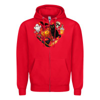 Red Halloween Heart Zipper Hoodie - texasbilliewilder
