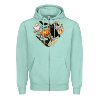 Seafoam Halloween Heart Zipper Hoodie - texasbilliewilder
