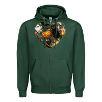 Sports Green Halloween Heart Zipper Hoodie - texasbilliewilder