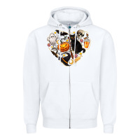 White Halloween Heart Zipper Hoodie - texasbilliewilder