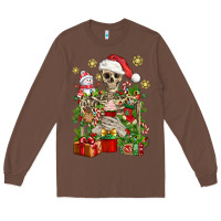 Chestnut Skeleton Christmas Element Snowman Awda Long Sleeve Tee - BundleAndBundleShop