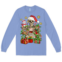Colony Blue Skeleton Christmas Element Snowman Awda Long Sleeve Tee - BundleAndBundleShop