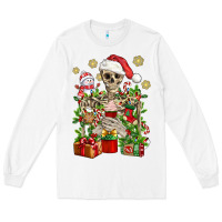White Skeleton Christmas Element Snowman Awda Long Sleeve Tee - BundleAndBundleShop