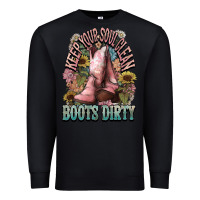 Black Keep your soul clean boots dirty Cowboy western Premium Sweatshirt - HowdyJamesFarm