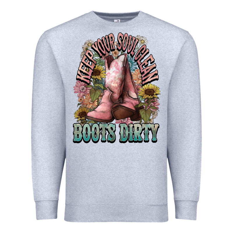 Keep Your Soul Clean Boots Dirty Cowboy Western Premium Sweatshirt by HowdyJamesFarm | Teevron