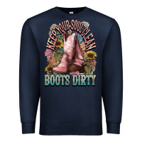 Navy Keep your soul clean boots dirty Cowboy western Premium Sweatshirt - HowdyJamesFarm