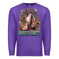 Purple Keep your soul clean boots dirty Cowboy western Premium Sweatshirt - HowdyJamesFarm