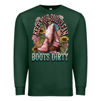 Sports Green Keep your soul clean boots dirty Cowboy western Premium Sweatshirt - HowdyJamesFarm