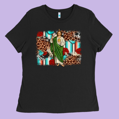 San Judas Leopard Cowhide Background Ladies Tee Designed By Jahusdesignshop