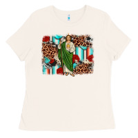 Bone san judas leopard cowhide background Ladies Tee - JahusDesignShop
