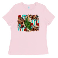 Bubblegum Pink san judas leopard cowhide background Ladies Tee - JahusDesignShop