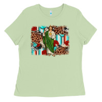 Matcha san judas leopard cowhide background Ladies Tee - JahusDesignShop
