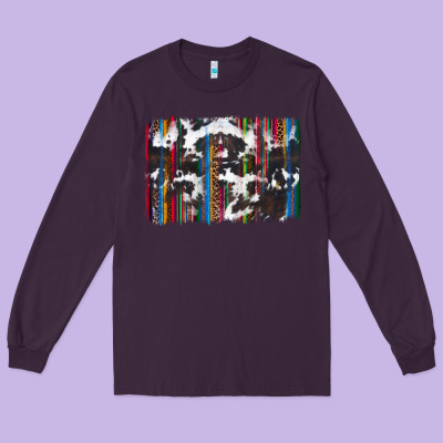 Cowhide, Leopard Serape Backgraund Long Sleeve Tee Designed By Jahusdesignshop