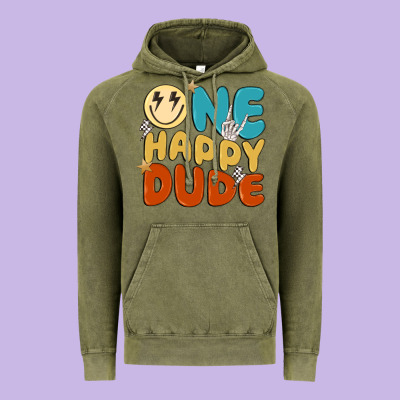 One Happy Dude Vintage Hoodie Designed By Maliassmallbusiness