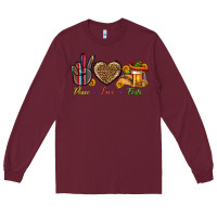 Burgundy Peace Love Fiesta Long Sleeve Tee - BundleAndBundleShop