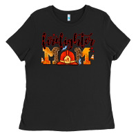 Black firefighter  mom Ladies Tee - AdoDesignShop