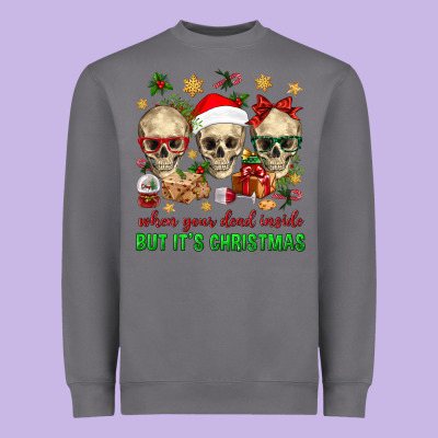 When Your Dead Inside But It's Christmas Heavyweight Sweatshirt Designed By Bundleandbundleshop