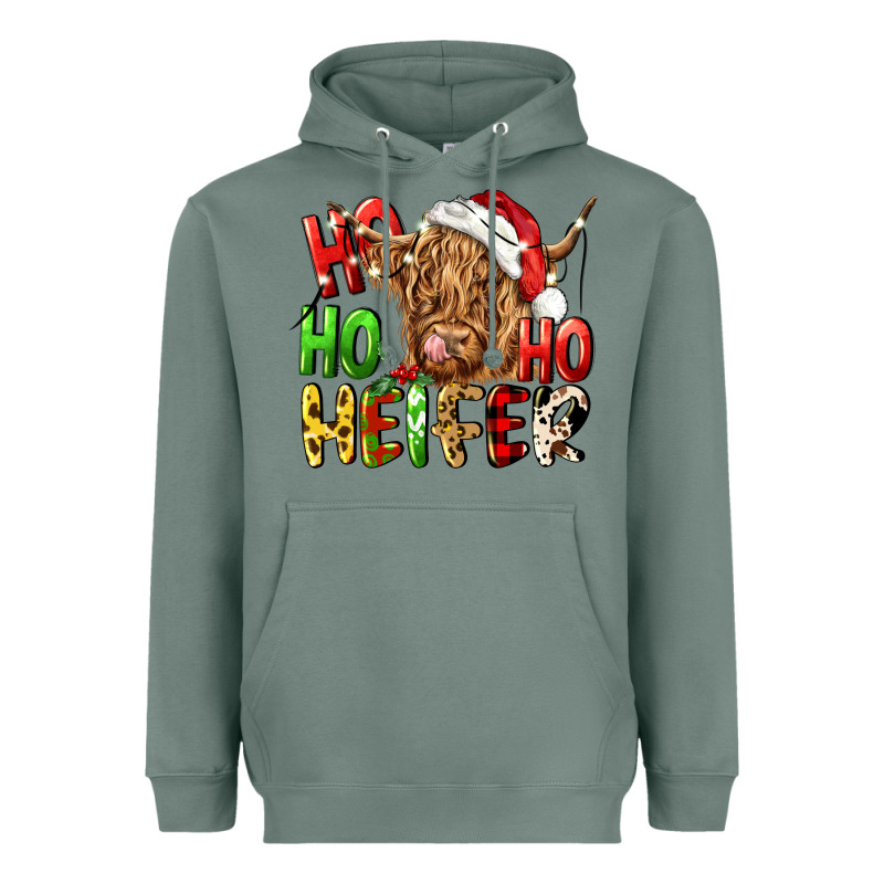 Ho Ho Ho Heifer Heavyweight Hoodie by CowGirlArtShop | Teevron