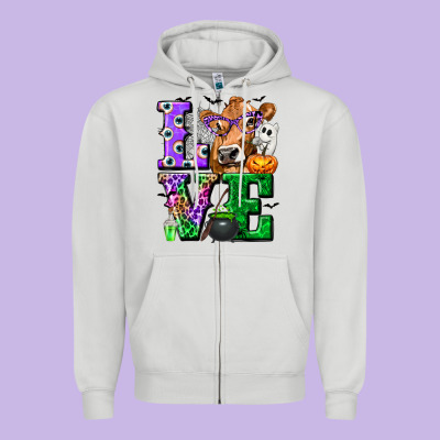 Love Cow Halloween Tbw Zipper Hoodie Designed By Texasbilliewilder