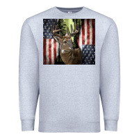 Heather Grey usa deer hunting woods Premium Sweatshirt - CowGirlArtShop