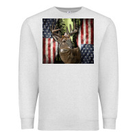 Oatmeal Heather usa deer hunting woods Premium Sweatshirt - CowGirlArtShop
