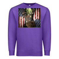 Purple usa deer hunting woods Premium Sweatshirt - CowGirlArtShop