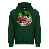 Forest Green Merry Christmas Truck Urban Hoodie - FaDigitalArtStudio
