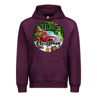 Mauve Wine Merry Christmas Truck Urban Hoodie - FaDigitalArtStudio