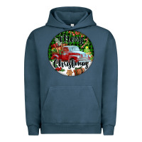 Pigment Midnight Navy Merry Christmas Truck Urban Hoodie - FaDigitalArtStudio