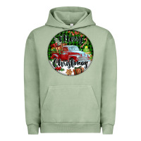 Pigment Oil Green Merry Christmas Truck Urban Hoodie - FaDigitalArtStudio