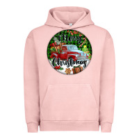 Pigment Salmon Merry Christmas Truck Urban Hoodie - FaDigitalArtStudio