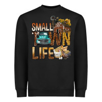 Black Small Town Life Heavyweight Sweatshirt - BundleAndBundleShop